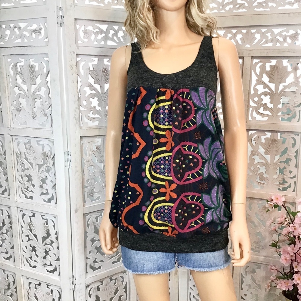 Boho Sleeveless Sweater Tunic Top Medium